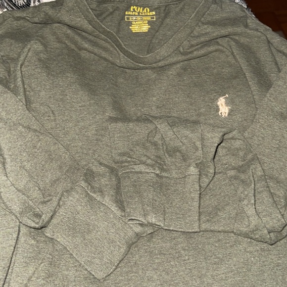 Polo Ralph Lauren Mens small long sleeve olive green with tan polo man small - Picture 2 of 11